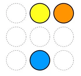 Mémoriser l'emplacement des ronds de couleur - un des jeux de mémoire visuelle